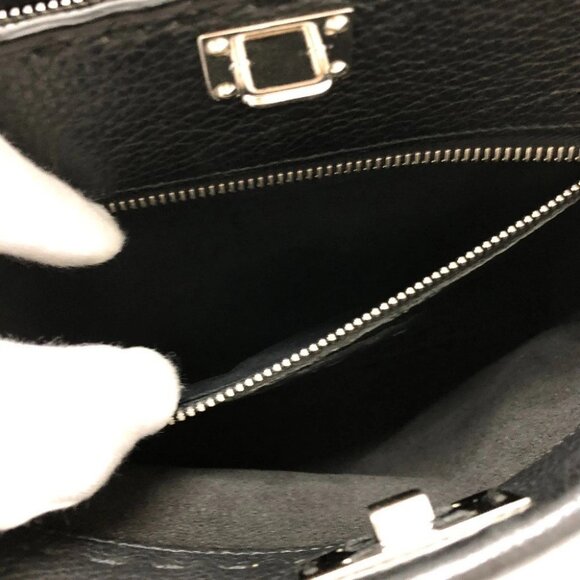 FENDI 7VA422 Selleria Peekaboo Fit Mini 2-way bag Hand Bag Leather Black - Picture 11 of 14